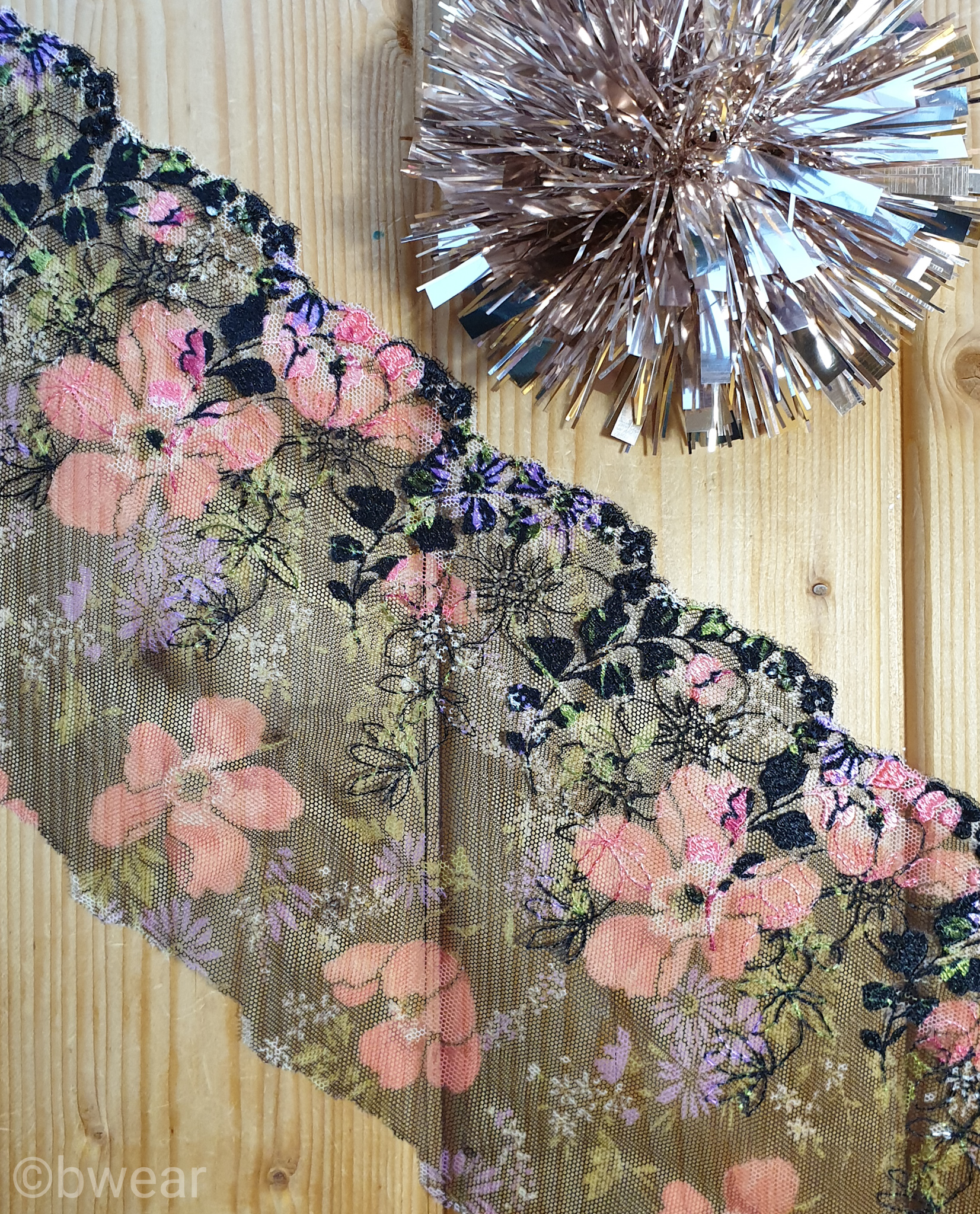 Beautiful black nonstretch lace with flowers