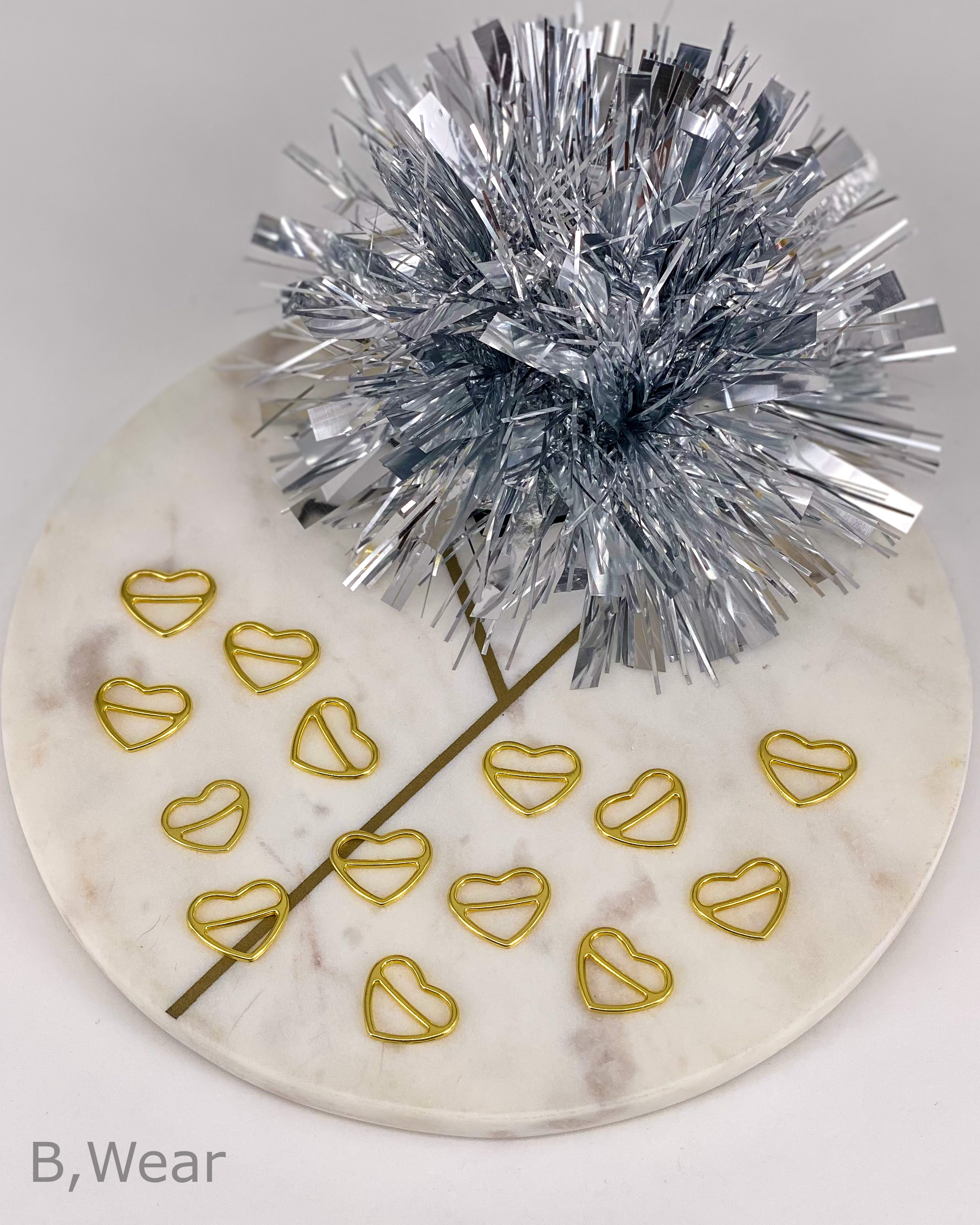 Heartshaped sliders 12 mm - Gold