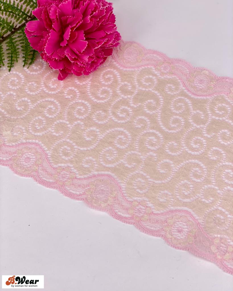 Lightpink and creme coloured stretch lace