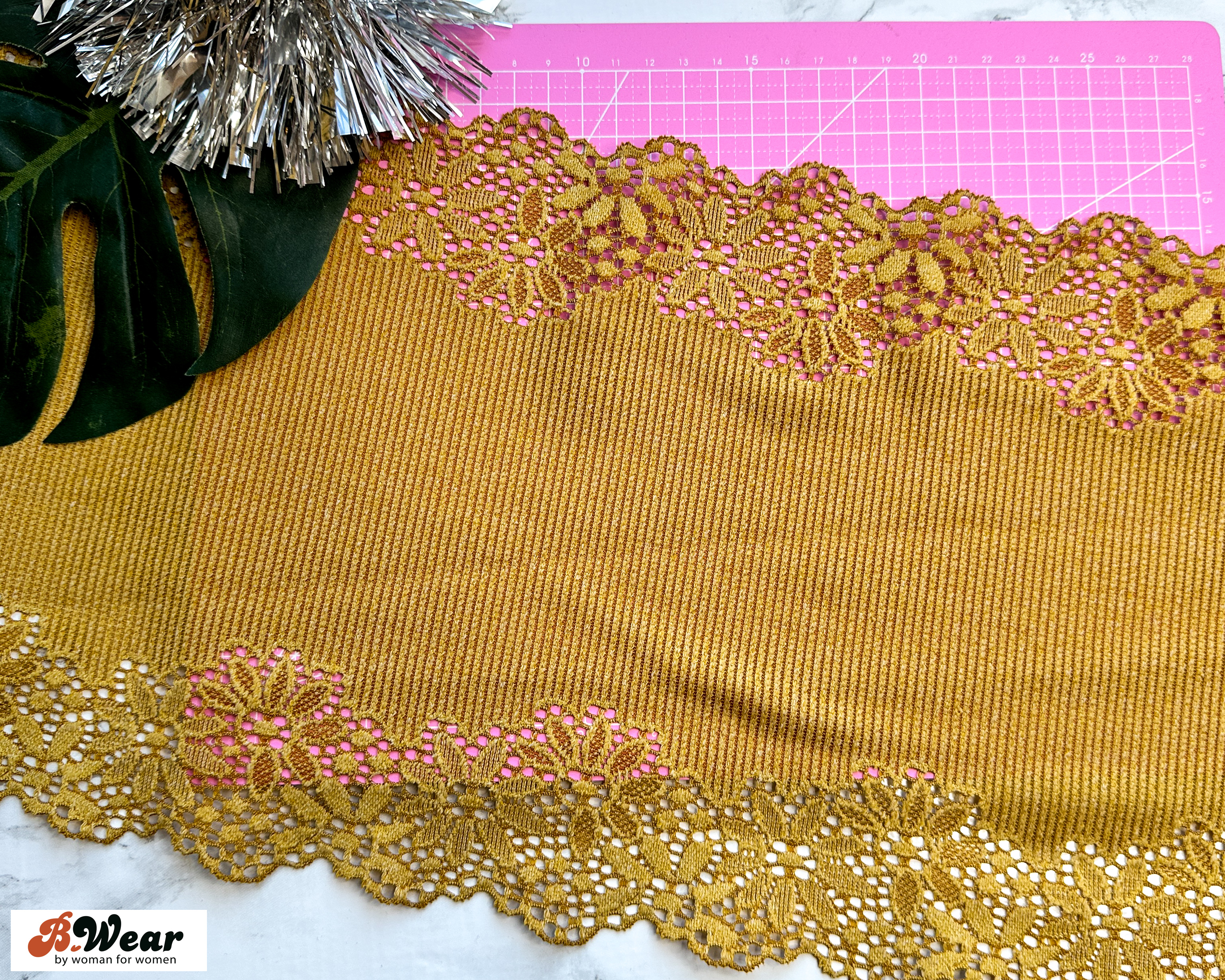 Beautiful & soft Rib Stretch lace in Mustard yellow