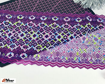 Multifärgad stretch spets i härliga färger - 21 cm