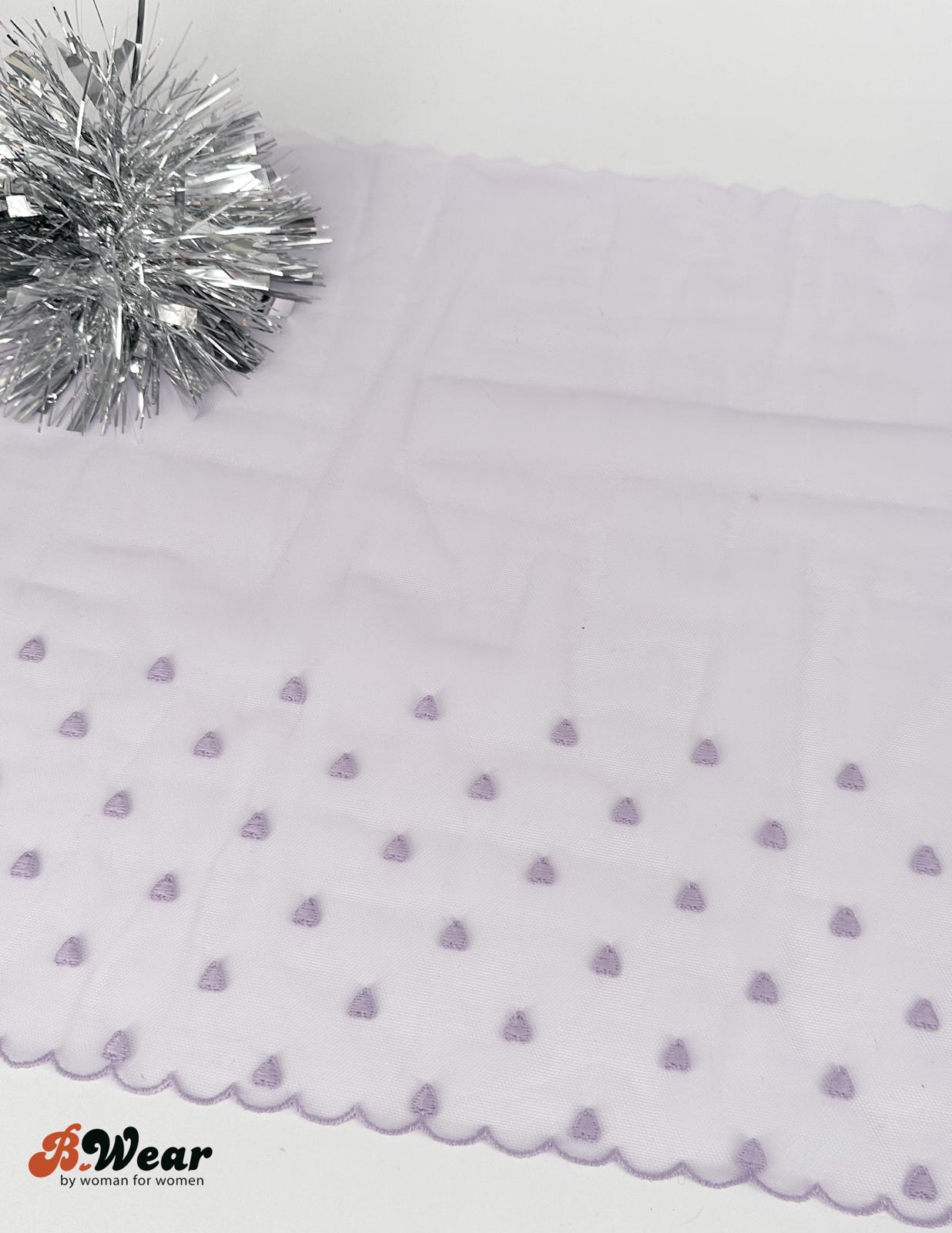 Cool Lilac non-stretch lace with hearts - 32 cm 