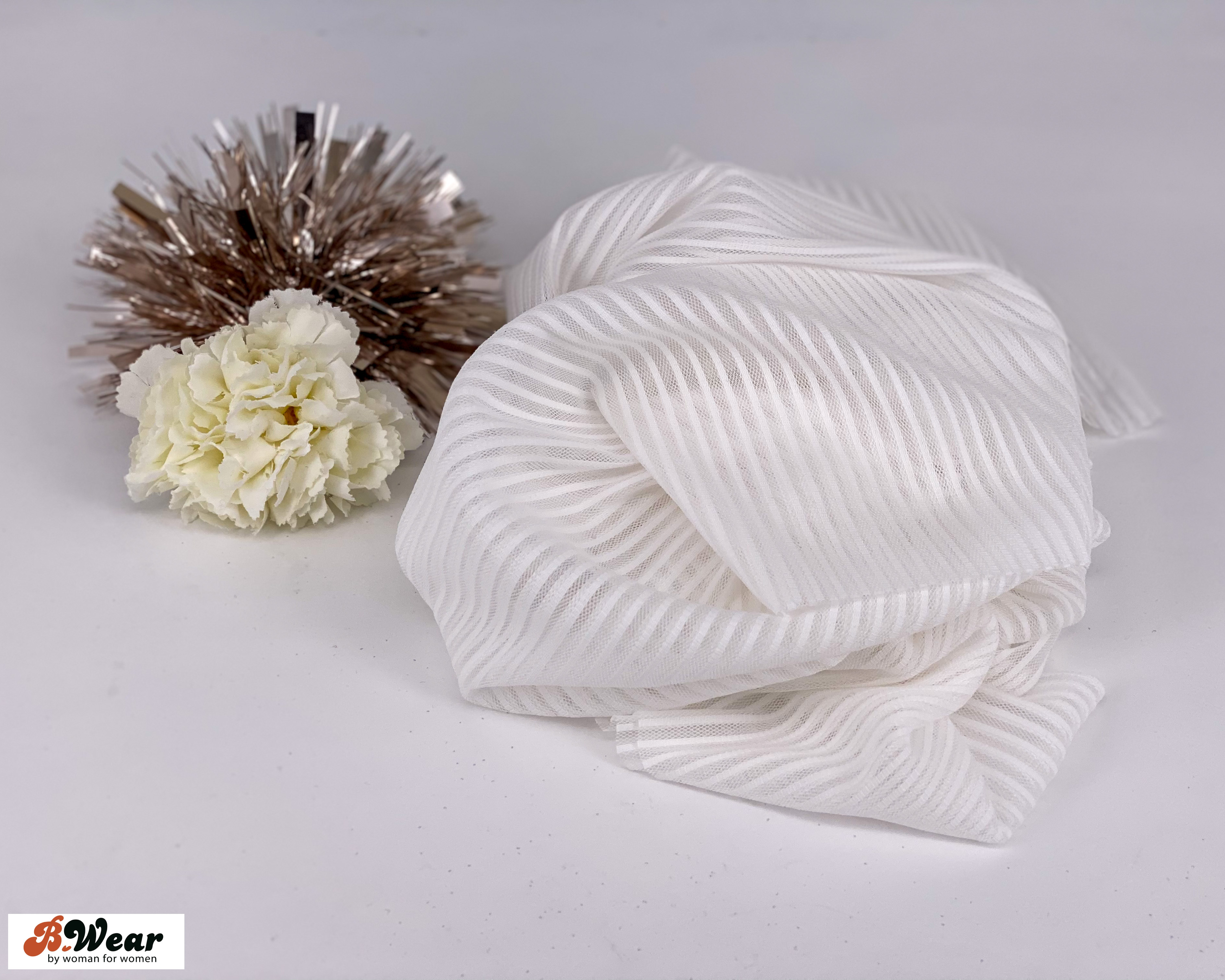 Striped tulle - Off-white - 2