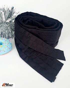 Hook & Eye Black 3 rows - per meter