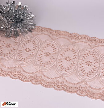 Stretch spets - Tunn gammelrosa I - 22 cm