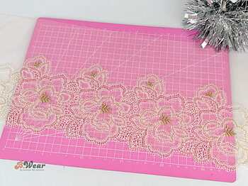 Champagne lace with floral embroidery