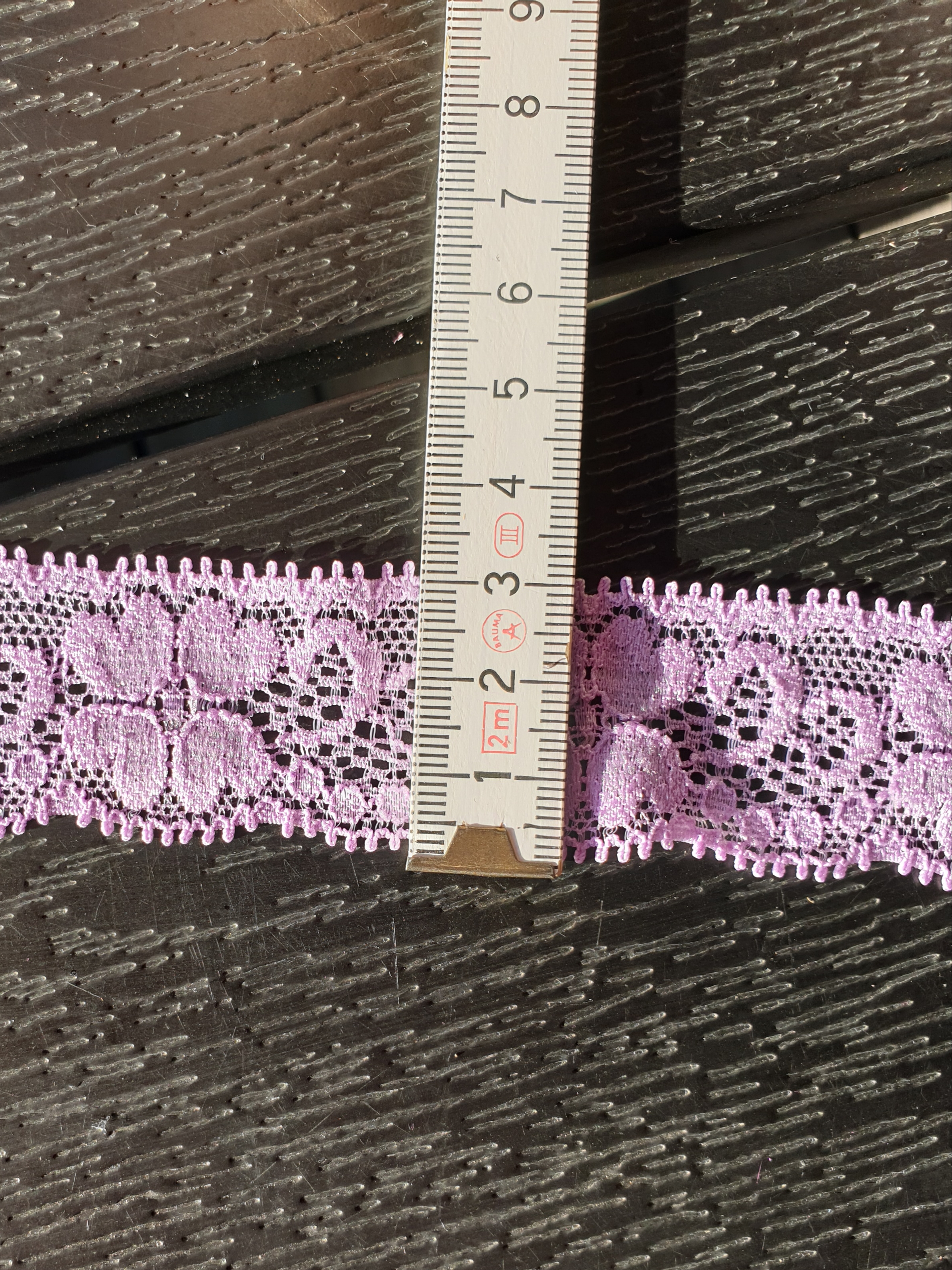 Lilac stretch lace with flowers - 32 mm - 3