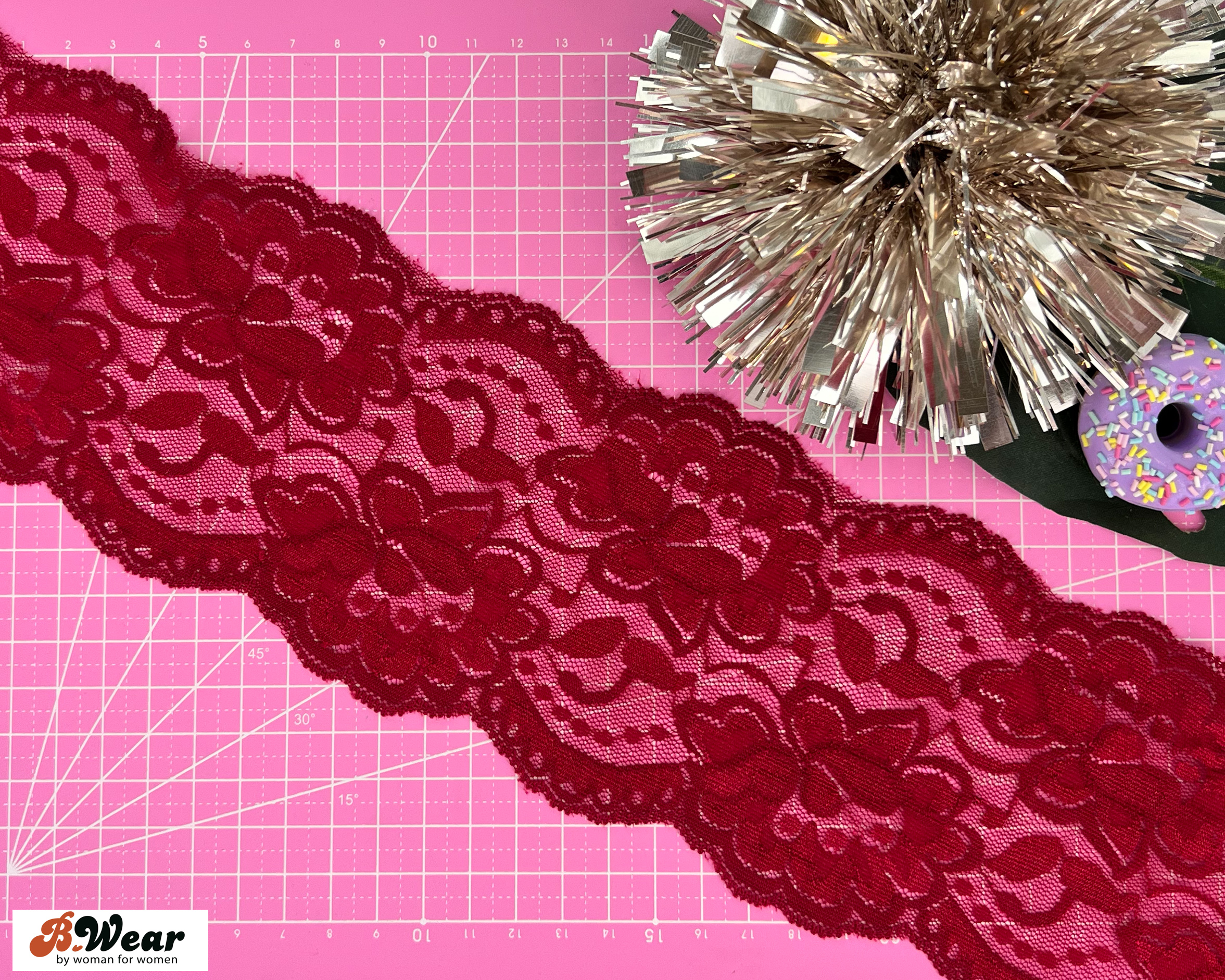 Stretch lace 9 cm - Bordeaux