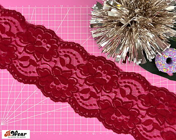 Stretch lace 9 cm - Bordeaux