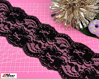 Stretch lace 9 cm - Black