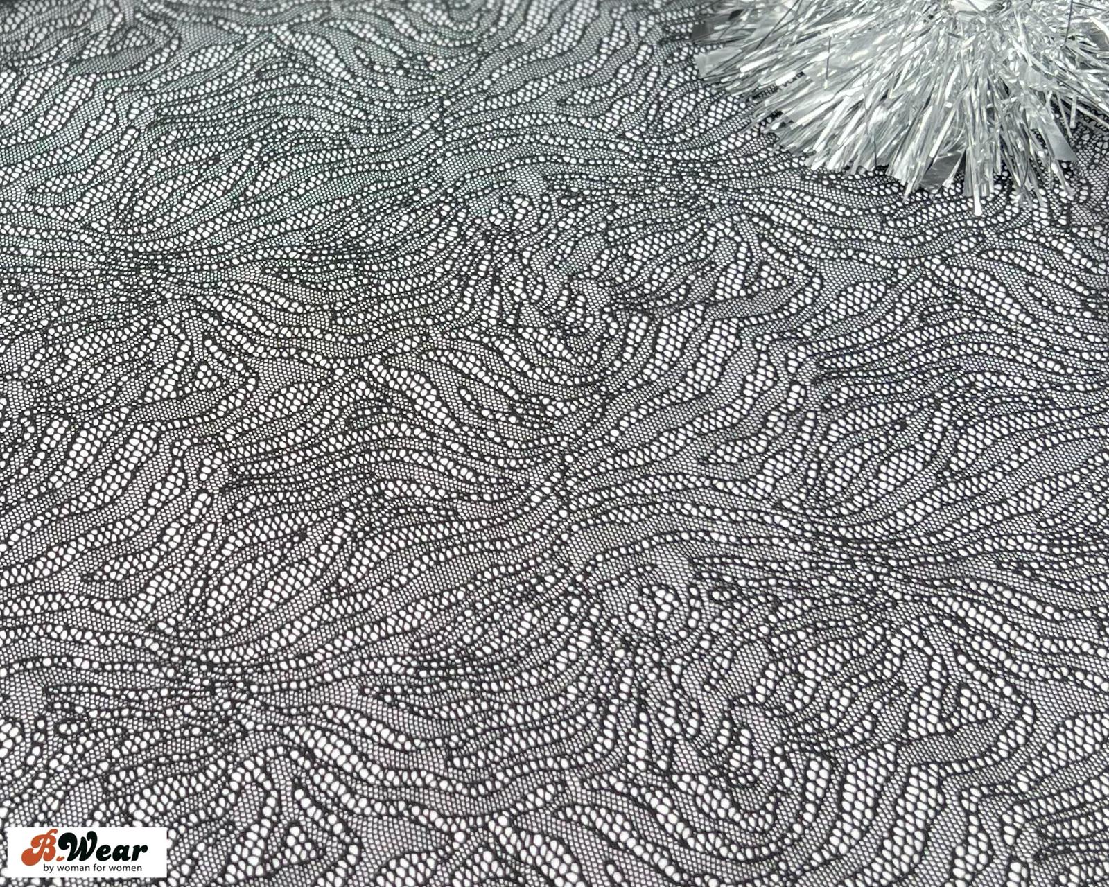Stretch lace with pattern in black - 2