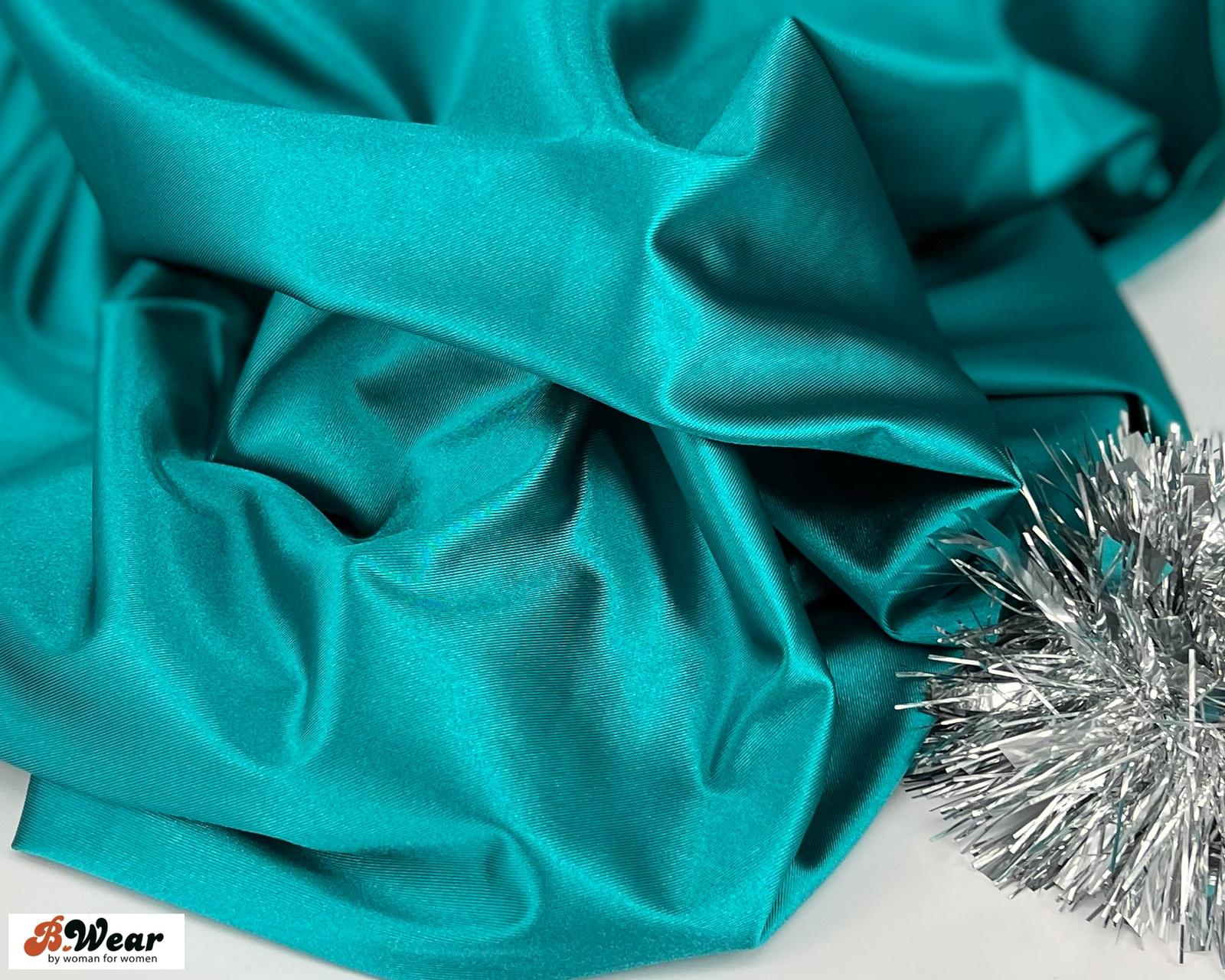 Teal lingerie satin with shine - 2
