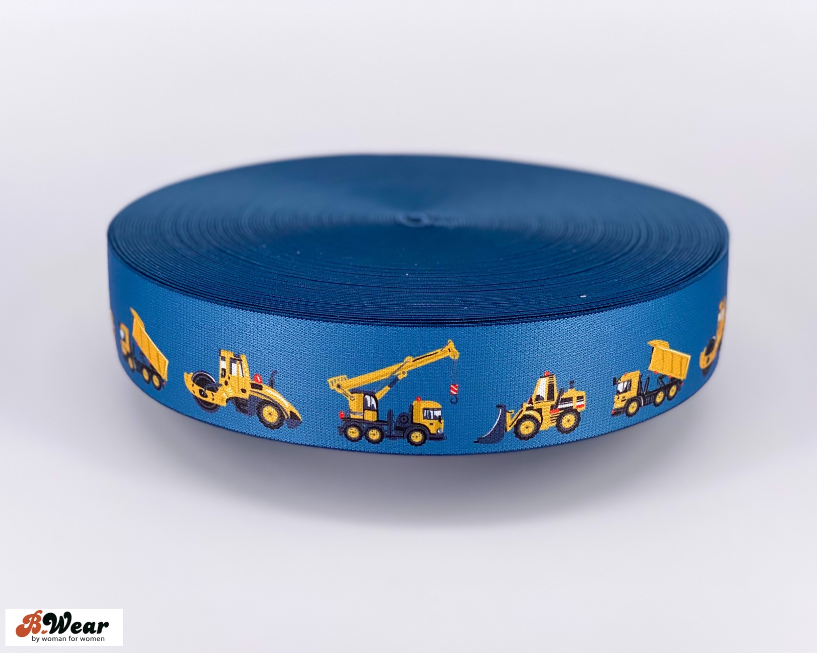 40 mm bred resår Blå med traktorer - 2
