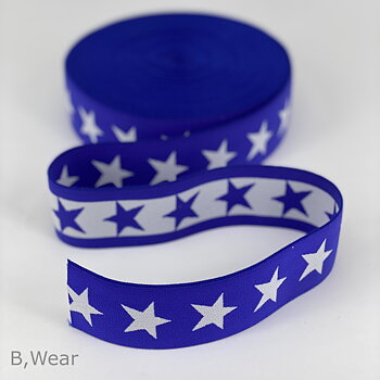 40 mm wide Royalblue elastic with stars