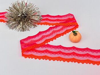 Non-stretch lace in orange fuchsia 55 mm