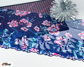 Embroidered tulle lace in beautiful colours - 21 cm