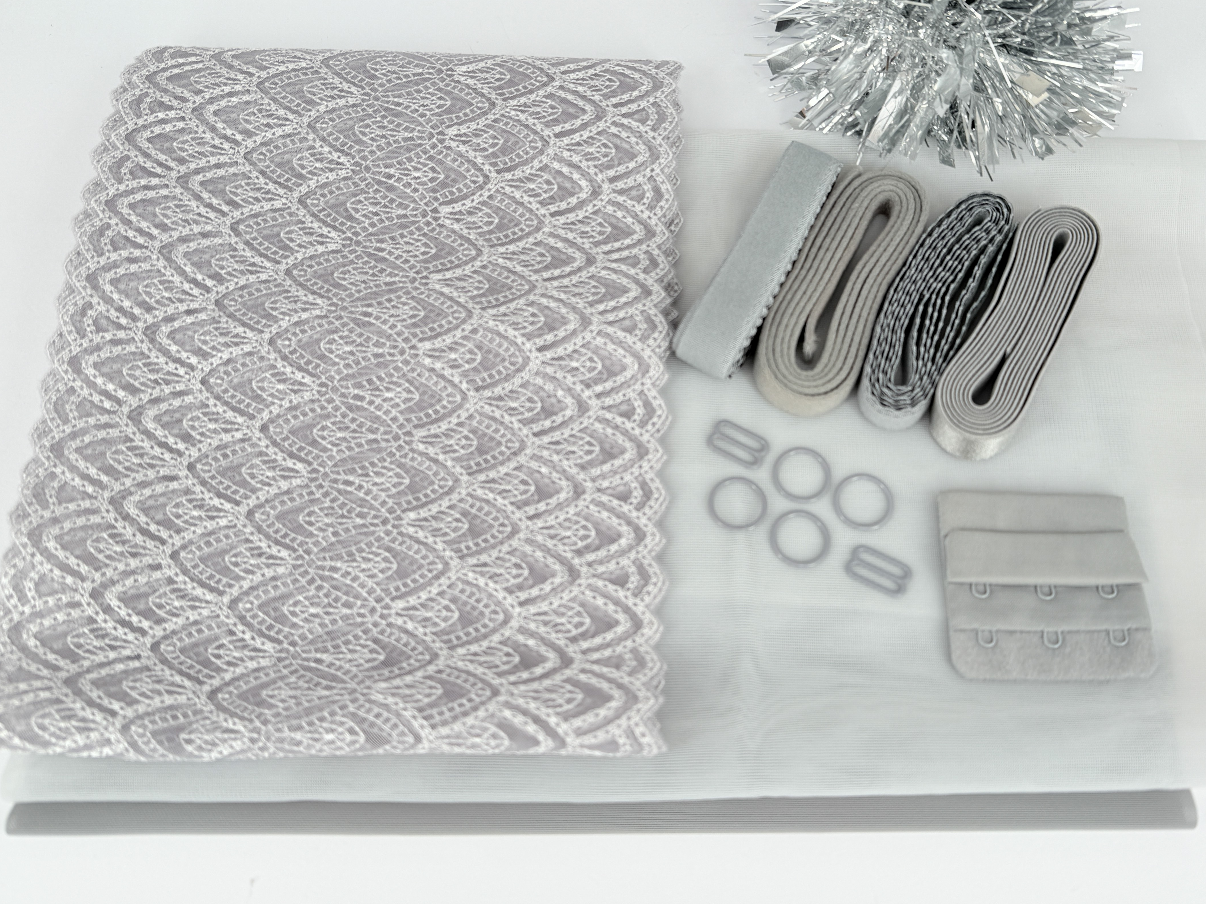 Bra kit with lace - Silver gray