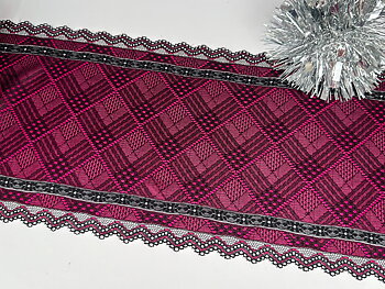 Stretch spets 21 cm - Svart & Fuchsia 
