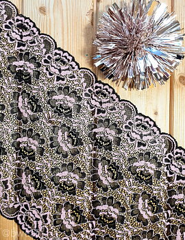Black/Pink Stretch lace 25 cm
