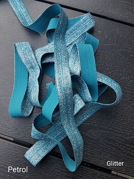 Fold Over Elastic Glitter 20 mm - Petrol