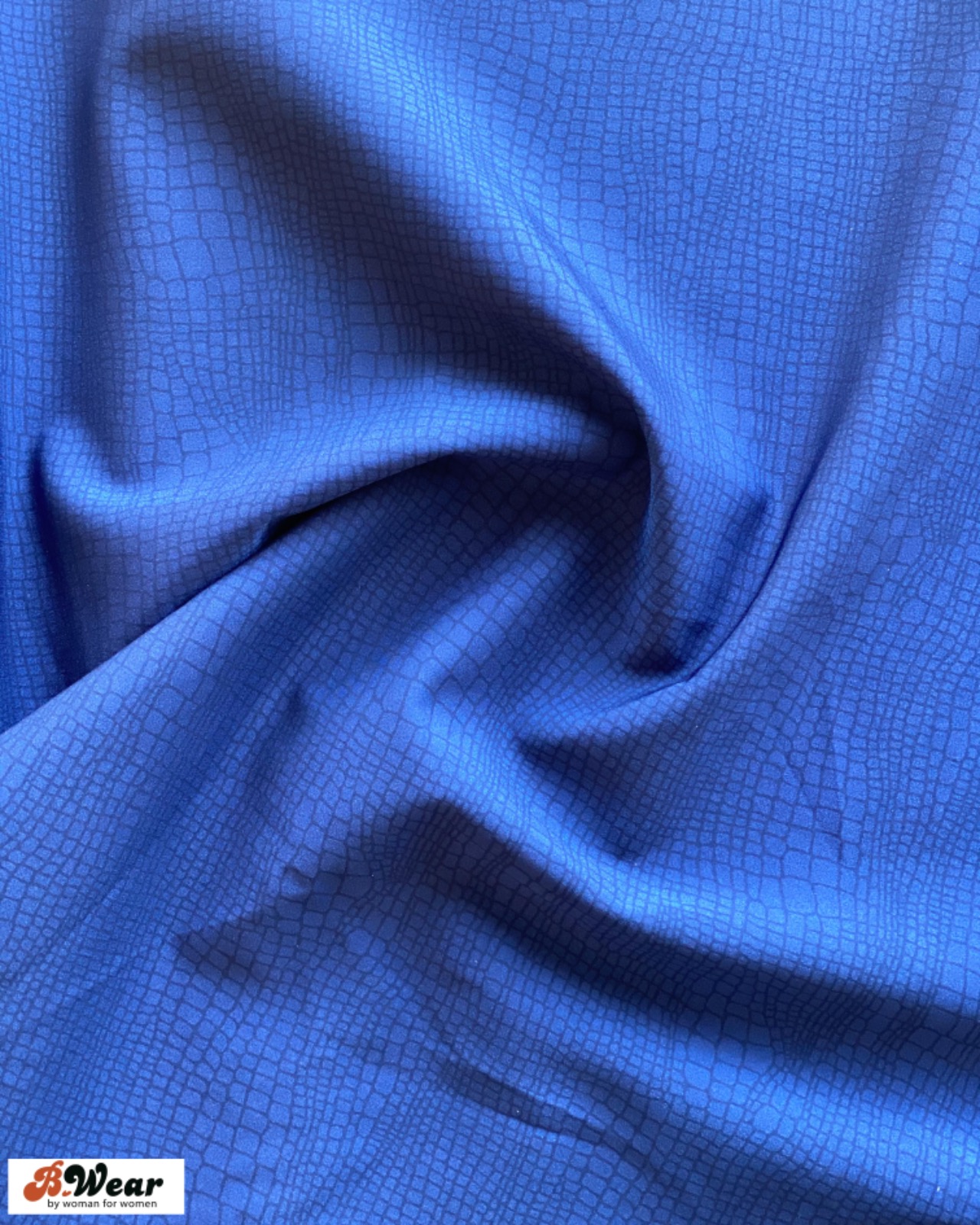 Bonded matte stretch satin - Blue with pattern - B,Wear