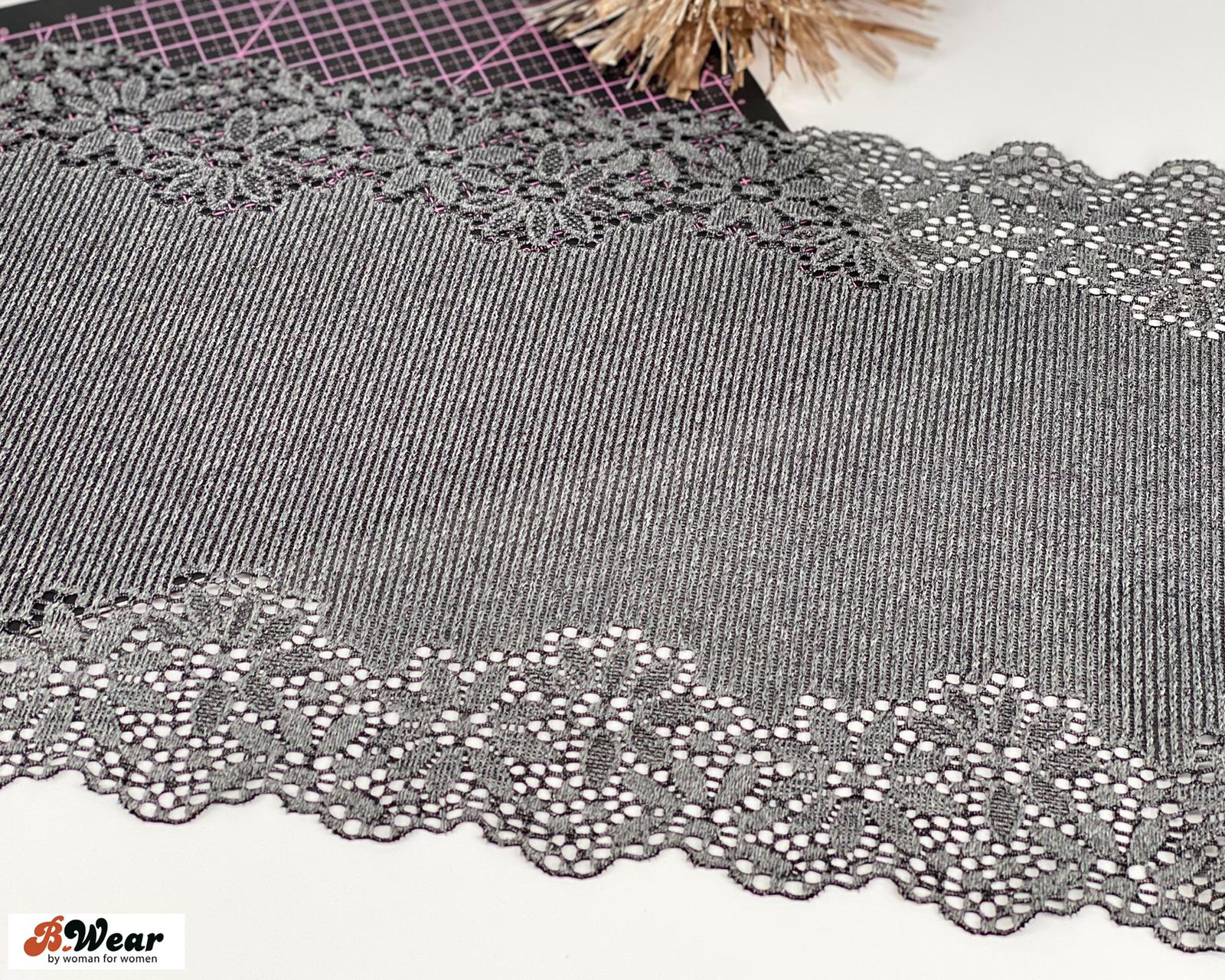 Beautiful & soft Rib Stretch lace in  Darkgrey with a hint of Black