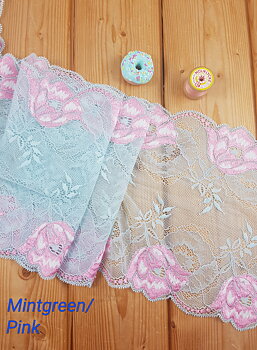 Mintgreen with pink flowers