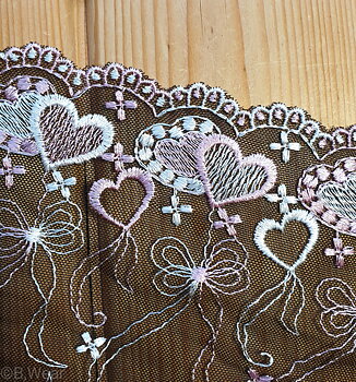 Black with pink & white hearts - non-stretch