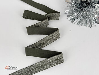 Fold Over Elastic Glitter 20 mm - Armygreen