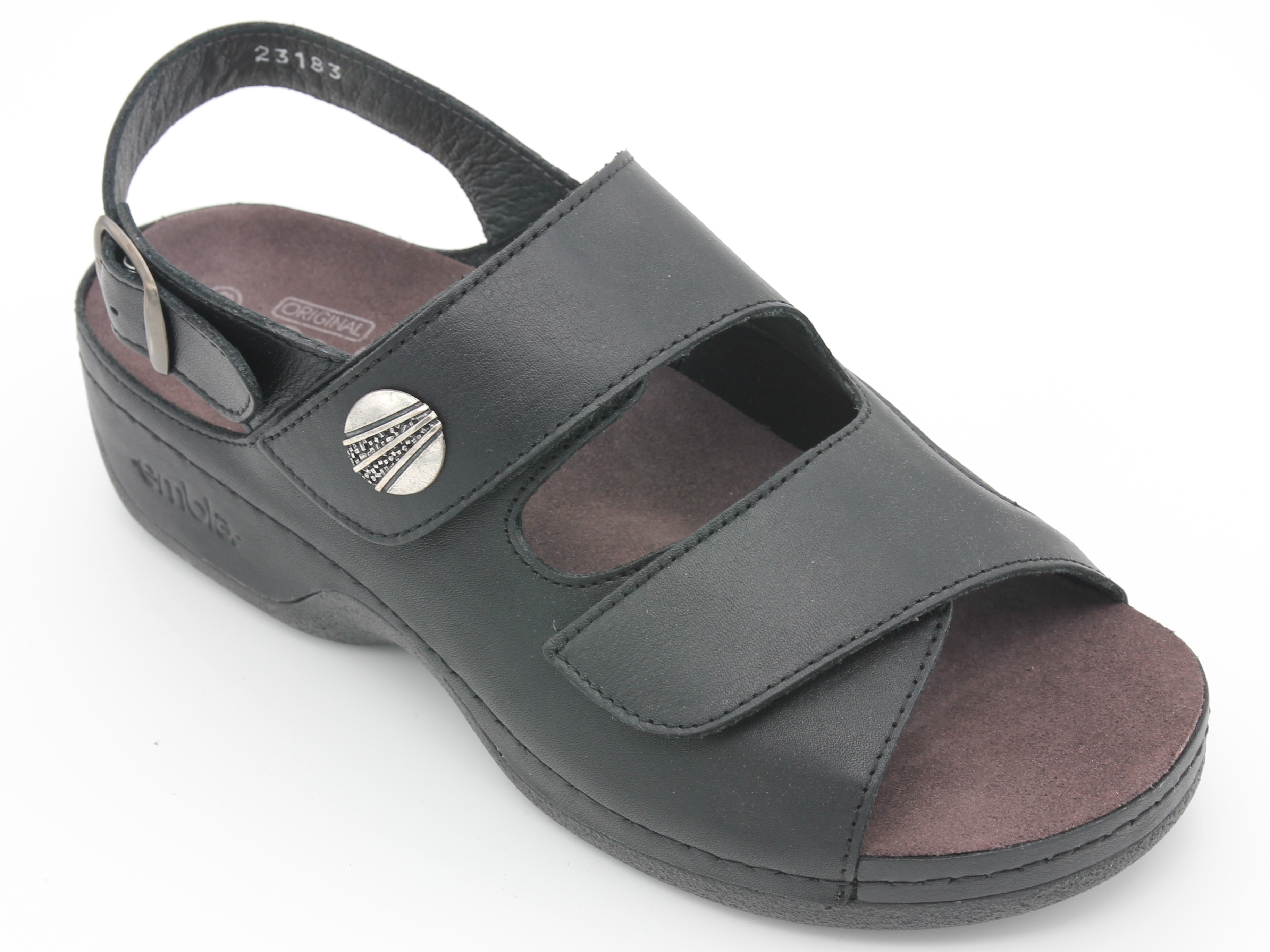 Damsandal Svart - elastisk - ergoflex