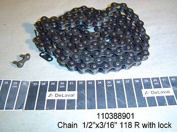 Rullkedja 1/2"X3/16" 118R  Inkl Lås