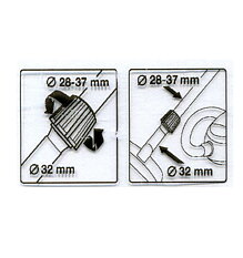 Reglerbar adapter för 32 mm munstycke, förminskar eller förstorar 28-37 mm 