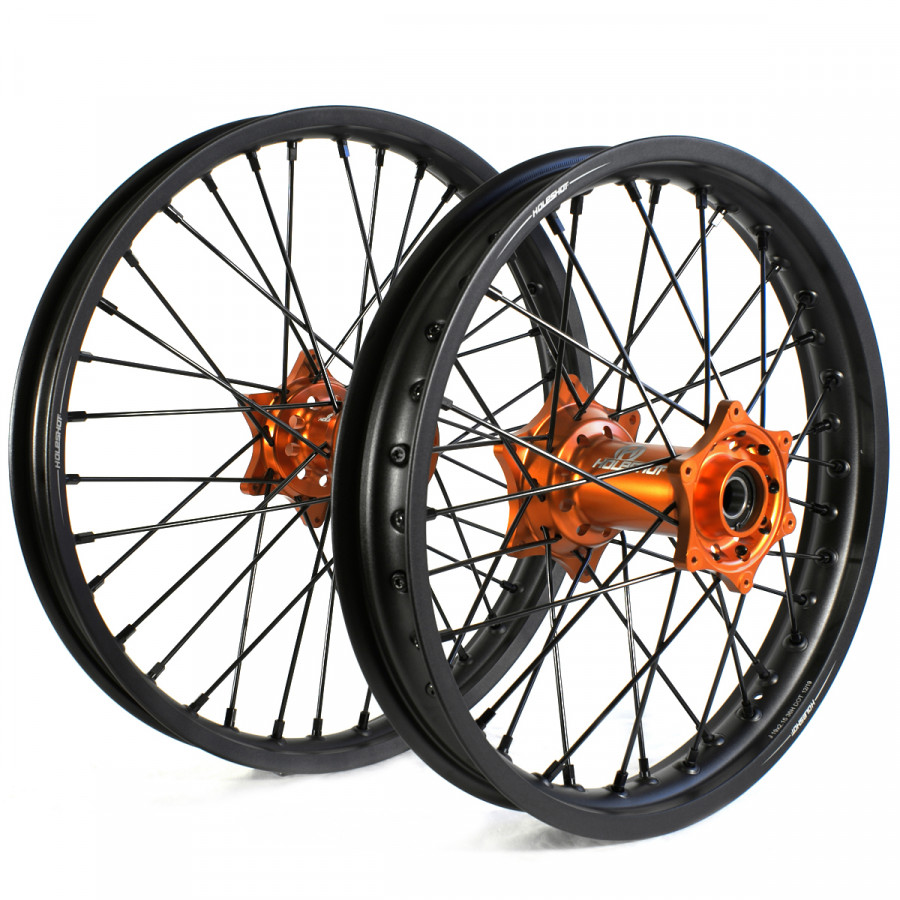 HOLESHOT, KOMPLETT HJULSET, 2,15/1,60, 19/21", BAK FRAM, MATT SVART ORANGE, 2015-2021