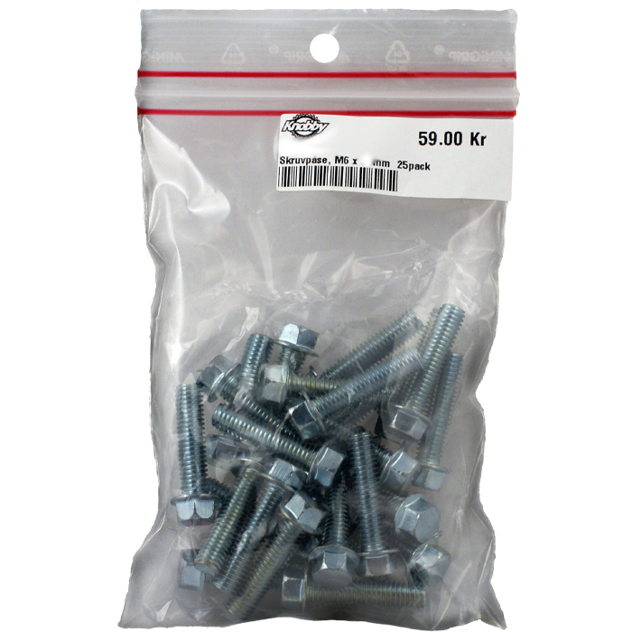 Skruvpåse, M6 x 16mm  25pack