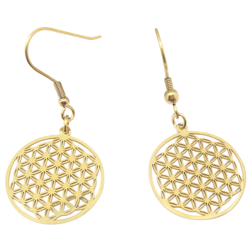 Flower of Life Örhängen - Stål, Guld- & Rosépläterade - 2