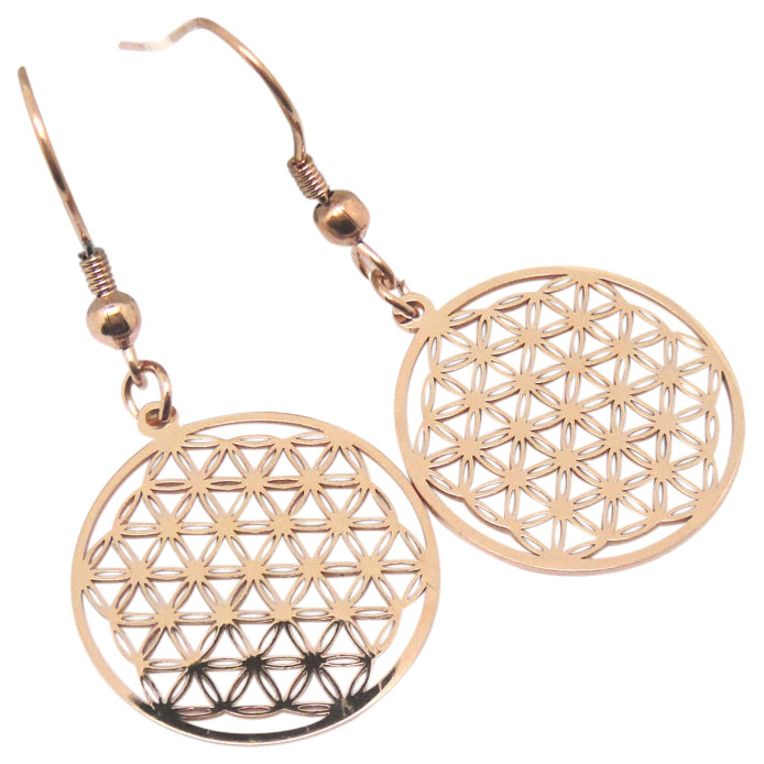 Flower of Life Örhängen - Stål, Guld- & Rosépläterade - 3