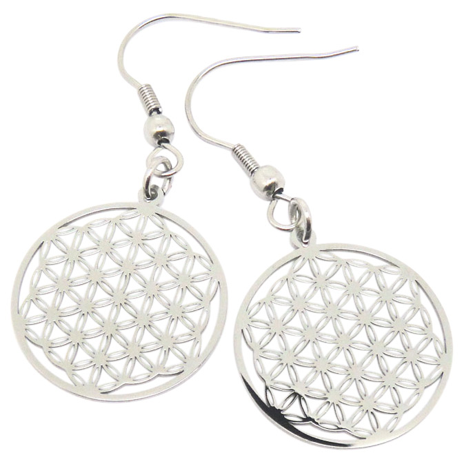 Flower of Life Örhängen - Stål, Guld- & Rosépläterade