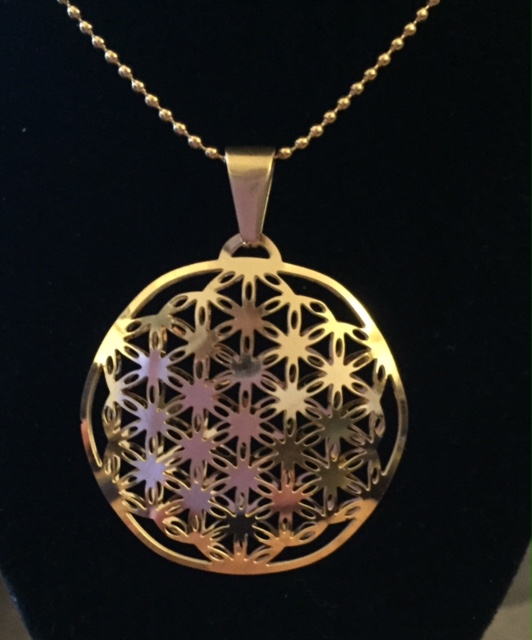 Hängsmycke - Flower of life - guldförgyllt stål 