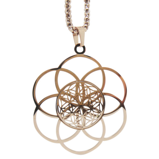 Hängsmycke Flower/Seed of life - Rosegold - 50 mm i dubbeldesign - 2