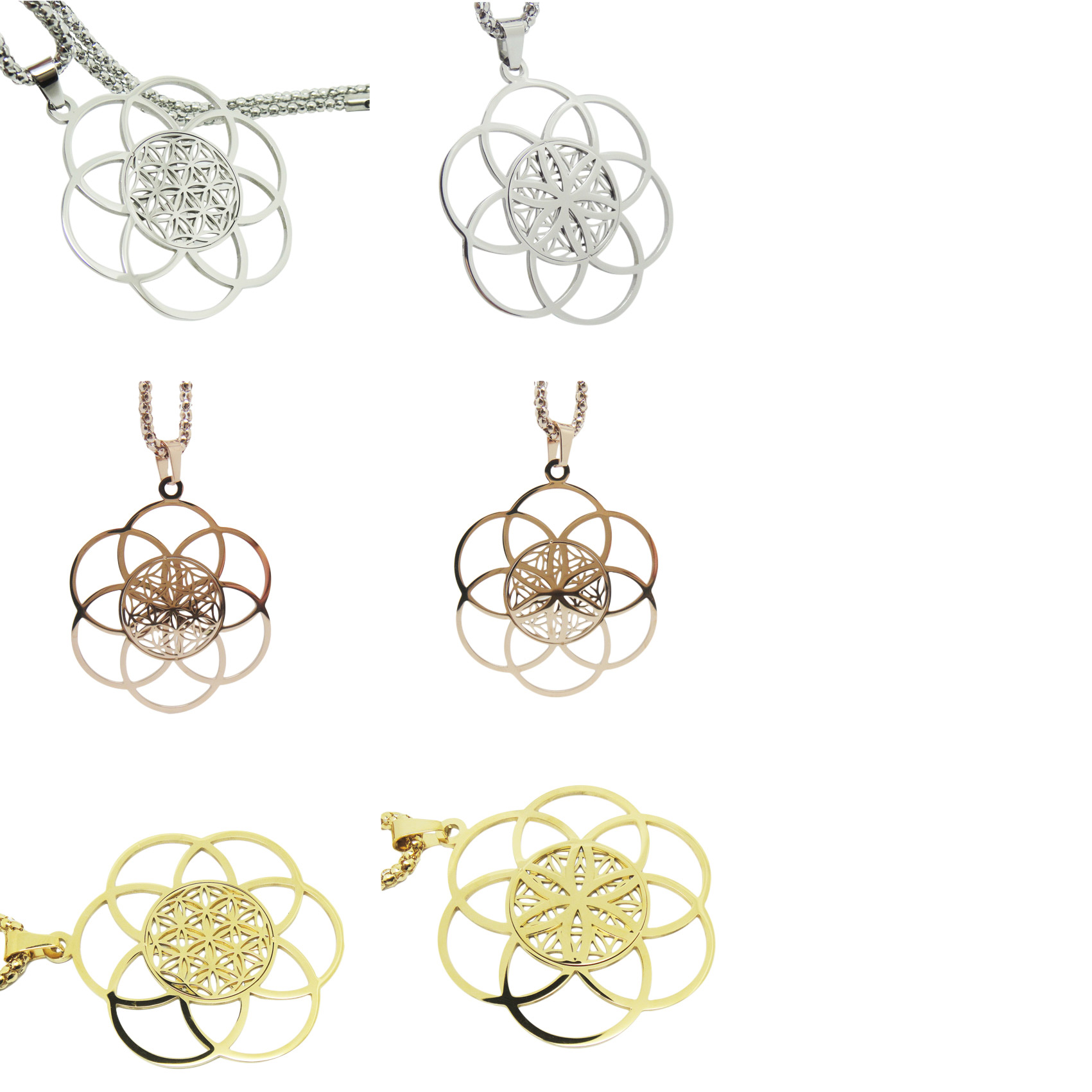 Hängsmycke Flower/Seed of life - Rosegold - 50 mm i dubbeldesign - 3