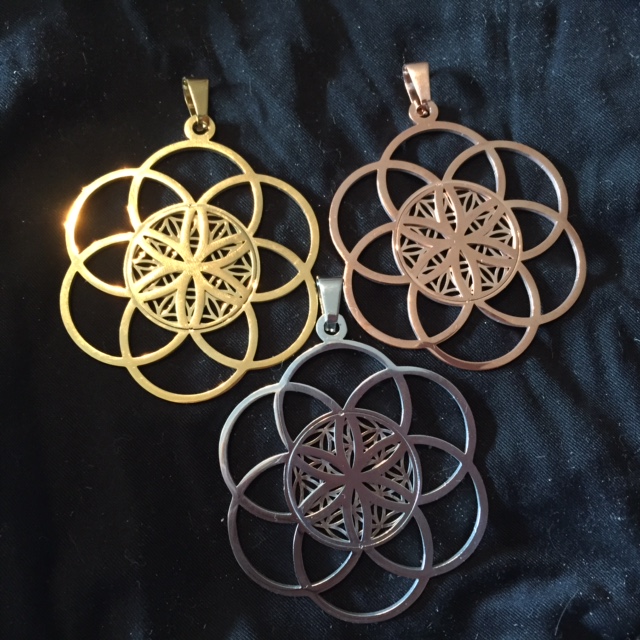 Hängsmycke Flower/Seed of life - Rosegold - 50 mm i dubbeldesign - 4