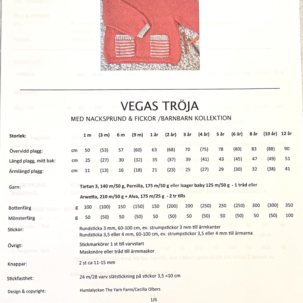VEGAS TRÖJA, BARNBARN KOLLEKTION, PDF-FIL - 2