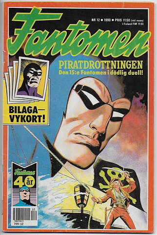 Fantomen 1990 Nr 12 VG/FN med Vykort