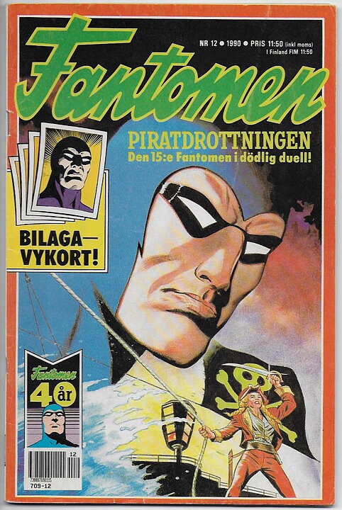 Fantomen 1990 Nr 12 VG/FN med Vykort