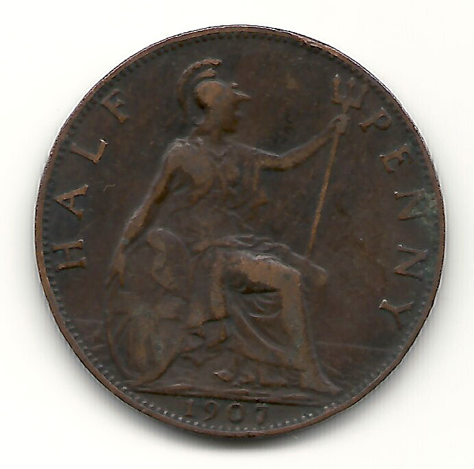 England 1/2 penny 1907 1/1+