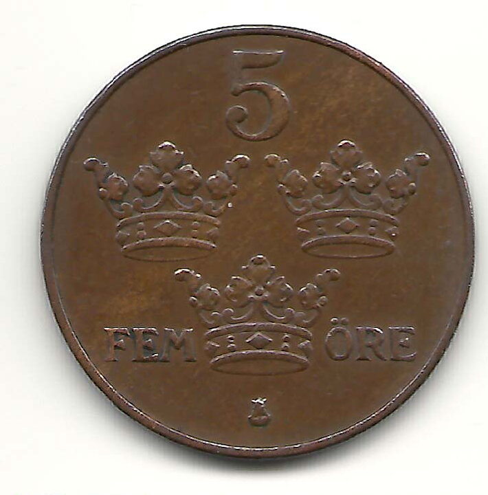 5 öre 1925 nära 1+