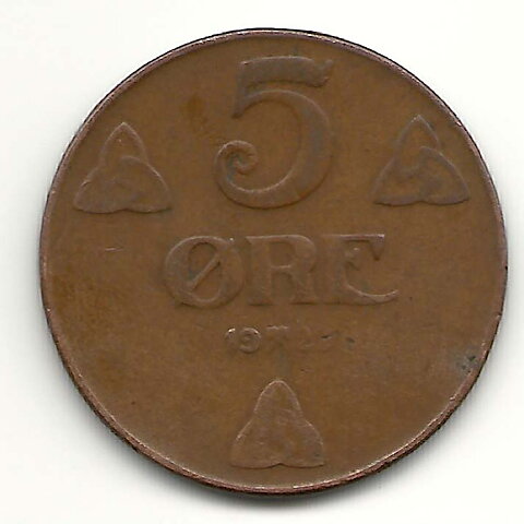 Norge 5 öre 1922 1?/1
