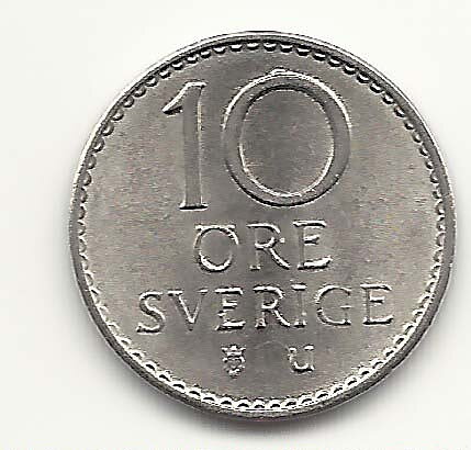 10 öre 1968 klump på 0:an 1+/01