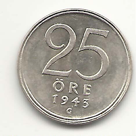 25 öre 1943 nära 01