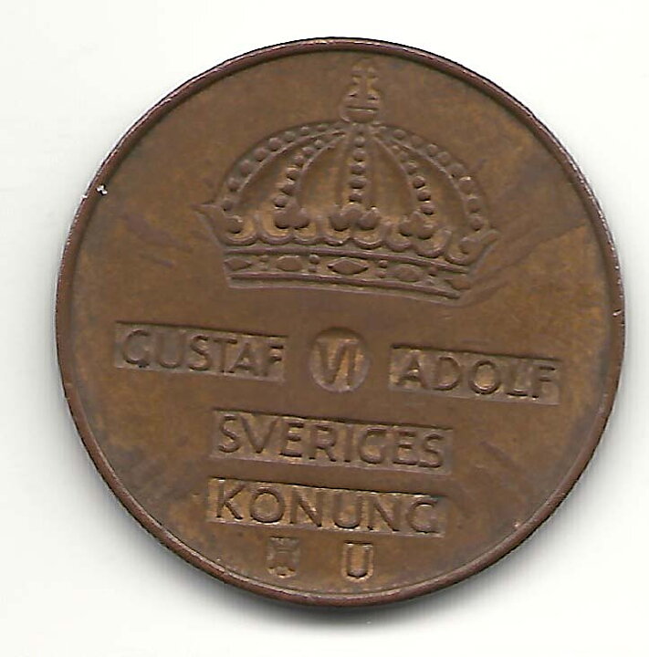 5 öre 1962 flagad stamp på båda sidorna 1+